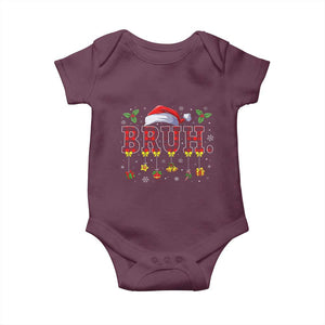 Christmas Bruh Baby Onesie Red Plaid Retro Xmas Pajamas Matching TS02 Maroon Print Your Wear