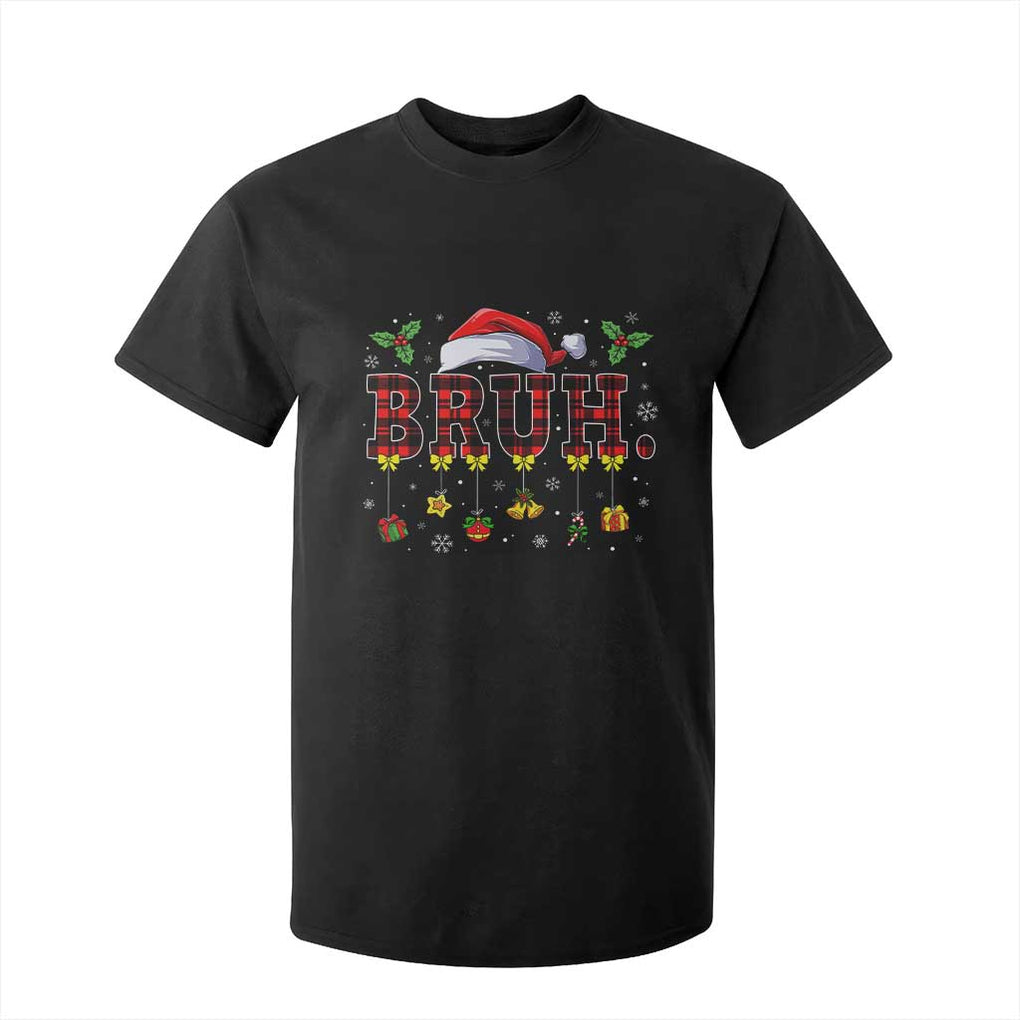 Christmas Bruh T Shirt For Kid Red Plaid Retro Xmas Pajamas Matching TS02 Black Print Your Wear