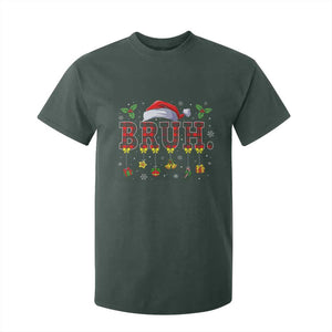 Christmas Bruh T Shirt For Kid Red Plaid Retro Xmas Pajamas Matching TS02 Dark Forest Green Print Your Wear