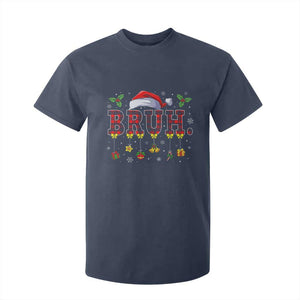 Christmas Bruh T Shirt For Kid Red Plaid Retro Xmas Pajamas Matching TS02 Navy Print Your Wear