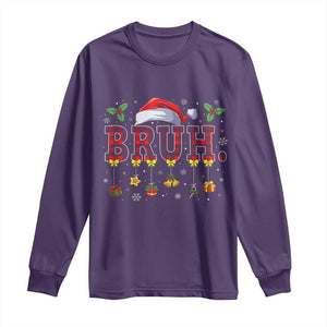 Christmas Bruh Long Sleeve Shirt Red Plaid Retro Xmas Pajamas Matching TS02 Purple Print Your Wear