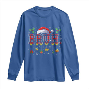 Christmas Bruh Long Sleeve Shirt Red Plaid Retro Xmas Pajamas Matching TS02 Royal Blue Print Your Wear