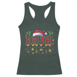 Christmas Bruh Racerback Tank Top Red Plaid Retro Xmas Pajamas Matching TS02 Dark Forest Green Print Your Wear