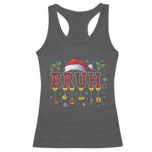 Christmas Bruh Racerback Tank Top Red Plaid Retro Xmas Pajamas Matching TS02 Dark Heather Print Your Wear