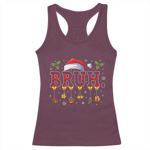 Christmas Bruh Racerback Tank Top Red Plaid Retro Xmas Pajamas Matching TS02 Maroon Print Your Wear