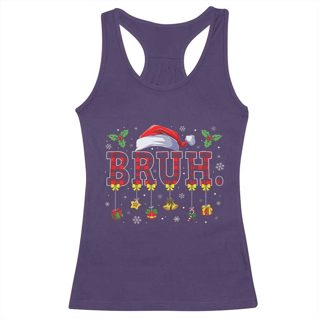 Christmas Bruh Racerback Tank Top Red Plaid Retro Xmas Pajamas Matching TS02 Purple Print Your Wear