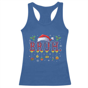 Christmas Bruh Racerback Tank Top Red Plaid Retro Xmas Pajamas Matching TS02 Royal Blue Print Your Wear