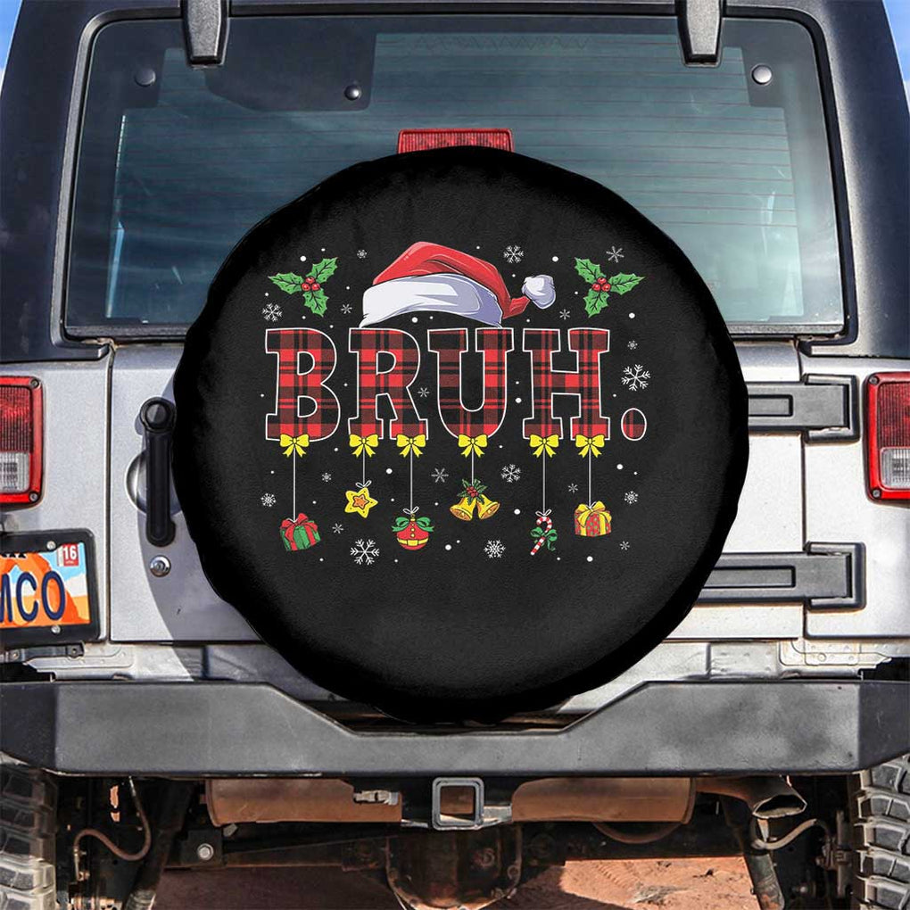 Christmas Bruh Spare Tire Cover Red Plaid Retro Xmas Pajamas Matching TS02 No hole Black Print Your Wear