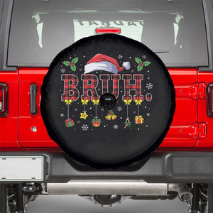 Christmas Bruh Spare Tire Cover Red Plaid Retro Xmas Pajamas Matching TS02 Black Print Your Wear