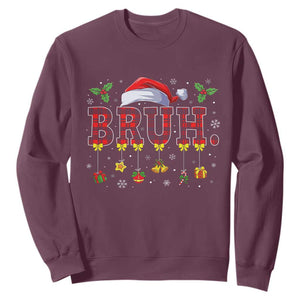 Christmas Bruh Sweatshirt Red Plaid Retro Xmas Pajamas Matching TS02 Maroon Print Your Wear