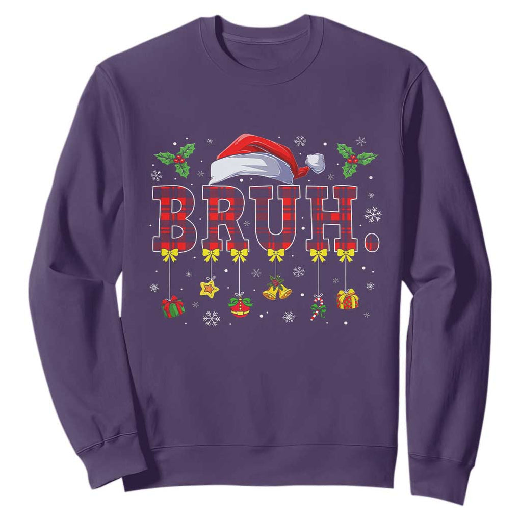 Christmas Bruh Sweatshirt Red Plaid Retro Xmas Pajamas Matching TS02 Purple Print Your Wear