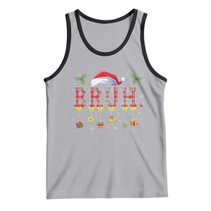 Christmas Bruh Tank Top Red Plaid Retro Xmas Pajamas Matching TS02 Athletic Heather Black Print Your Wear