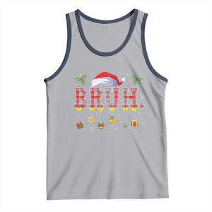 Christmas Bruh Tank Top Red Plaid Retro Xmas Pajamas Matching TS02 Athletic Heather Navy Print Your Wear