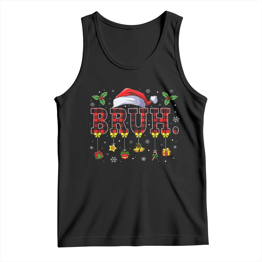 Christmas Bruh Tank Top Red Plaid Retro Xmas Pajamas Matching TS02 Black Print Your Wear