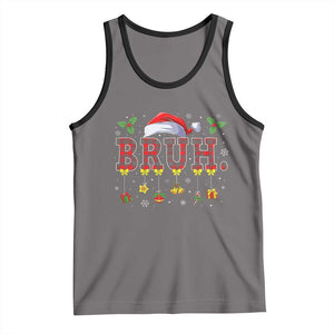 Christmas Bruh Tank Top Red Plaid Retro Xmas Pajamas Matching TS02 Deep Heather Black Print Your Wear