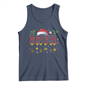 Christmas Bruh Tank Top Red Plaid Retro Xmas Pajamas Matching TS02 Navy Print Your Wear