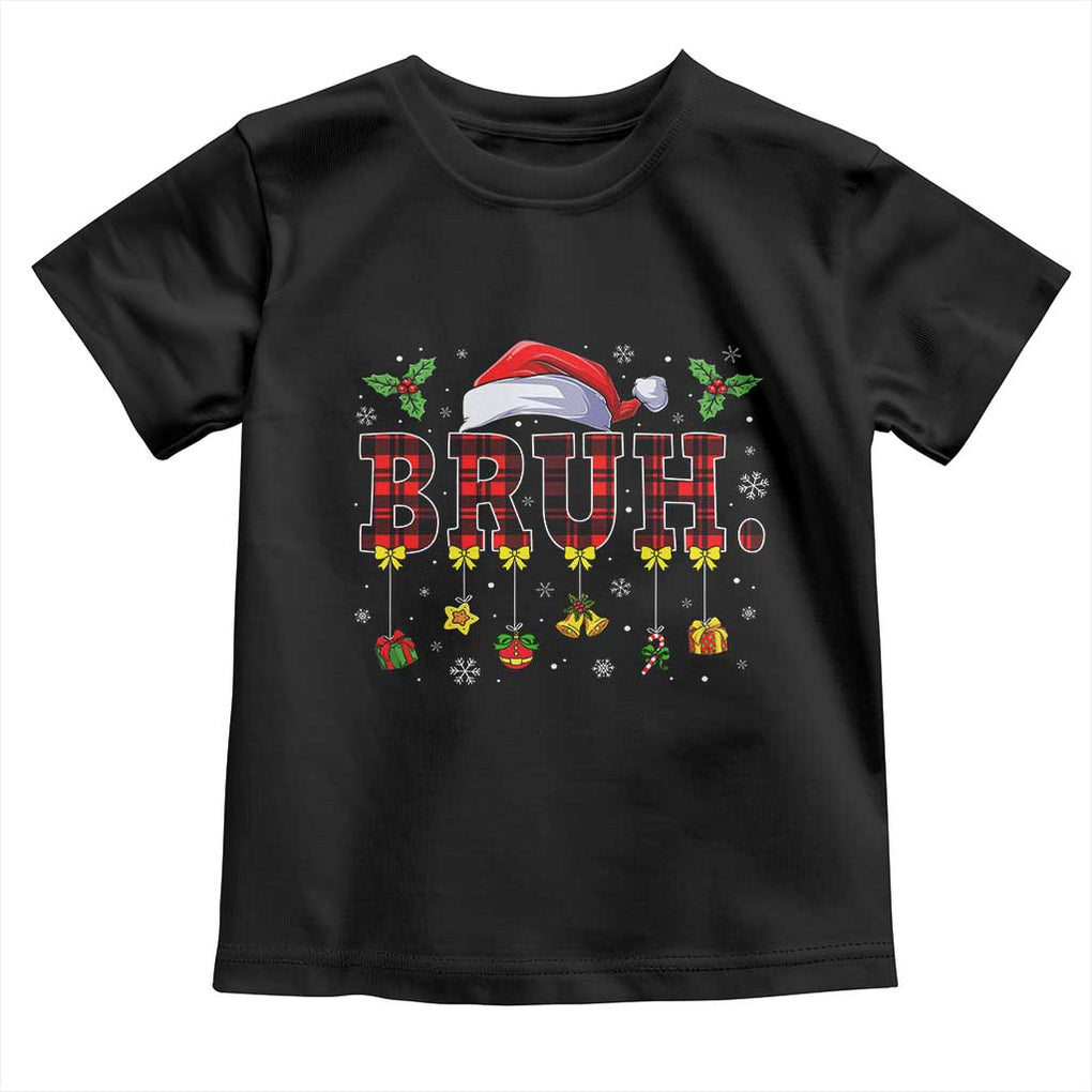 Christmas Bruh Toddler T Shirt Red Plaid Retro Xmas Pajamas Matching TS02 Black Print Your Wear