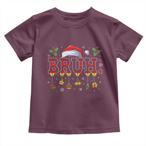 Christmas Bruh Toddler T Shirt Red Plaid Retro Xmas Pajamas Matching TS02 Maroon Print Your Wear