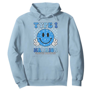 Diabetes Awareness Hoodie Blue Ribbon T1D Warrior Support Squad Retro Groovy TS02 Light Blue Print Your Wear