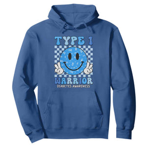 Diabetes Awareness Hoodie Blue Ribbon T1D Warrior Support Squad Retro Groovy TS02 Royal Blue Print Your Wear