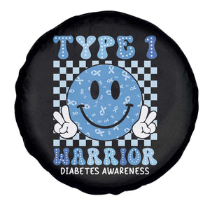 Diabetes Awareness Spare Tire Cover Blue Ribbon T1D Warrior Support Squad Retro Groovy TS02 Print Your Wear