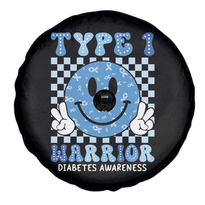 Diabetes Awareness Spare Tire Cover Blue Ribbon T1D Warrior Support Squad Retro Groovy TS02 Print Your Wear