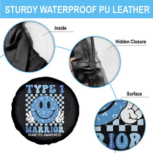 Diabetes Awareness Spare Tire Cover Blue Ribbon T1D Warrior Support Squad Retro Groovy TS02 Print Your Wear