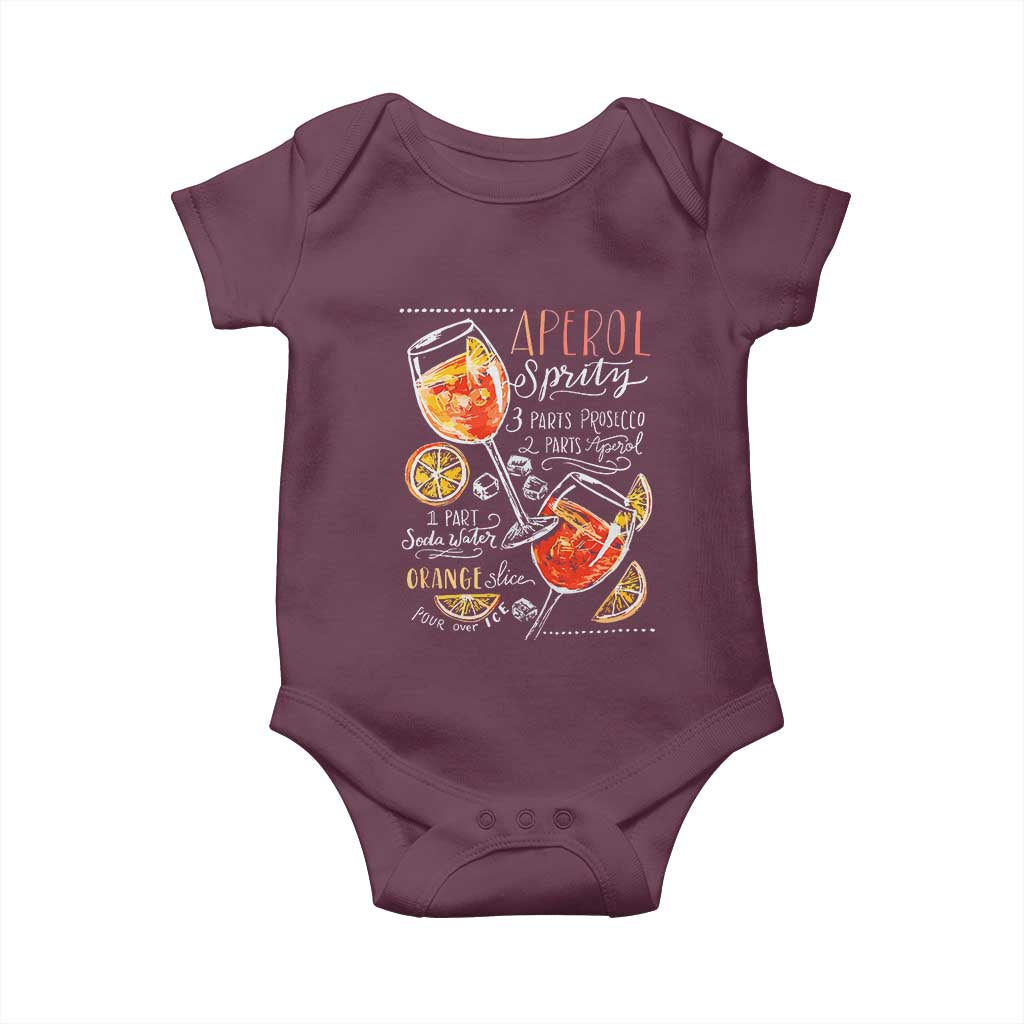 Aperol Spritz Baby Onesie Cocktail Recipe Drinking Lover Gift TS02 Maroon Print Your Wear