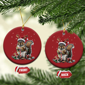 Xmas Squirrel Christmas Ornament Xmas Tree Lights Reindeer Santa Hat Pajamas TS02 Circle Red Print Your Wear