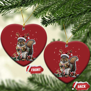 Xmas Squirrel Christmas Ornament Xmas Tree Lights Reindeer Santa Hat Pajamas TS02 Heart Red Print Your Wear