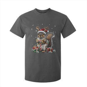 Christmas Squirrel T Shirt For Kid Xmas Tree Lights Reindeer Santa Hat Pajamas TS02 Dark Heather Print Your Wear