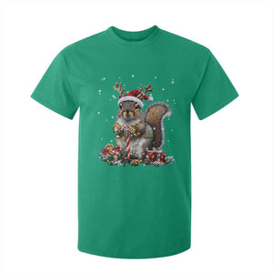 Christmas Squirrel T Shirt For Kid Xmas Tree Lights Reindeer Santa Hat Pajamas TS02 Irish Green Print Your Wear