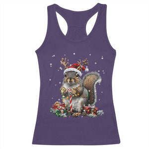 Christmas Squirrel Racerback Tank Top Xmas Tree Lights Reindeer Santa Hat Pajamas TS02 Purple Print Your Wear