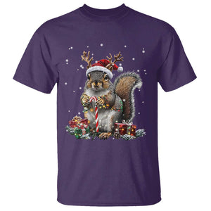 Christmas Squirrel T Shirt Xmas Tree Lights Reindeer Santa Hat Pajamas TS02 Purple Print Your Wear