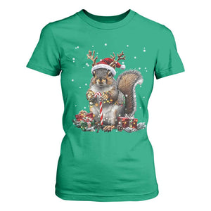 Christmas Squirrel T Shirt For Women Xmas Tree Lights Reindeer Santa Hat Pajamas TS02 Irish Green Print Your Wear