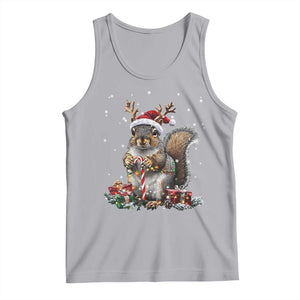 Christmas Squirrel Tank Top Xmas Tree Lights Reindeer Santa Hat Pajamas TS02 Athletic Heather Print Your Wear