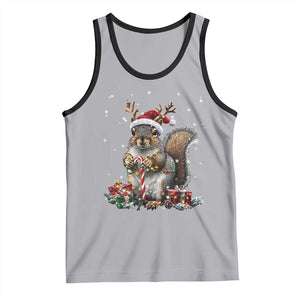 Christmas Squirrel Tank Top Xmas Tree Lights Reindeer Santa Hat Pajamas TS02 Athletic Heather Black Print Your Wear