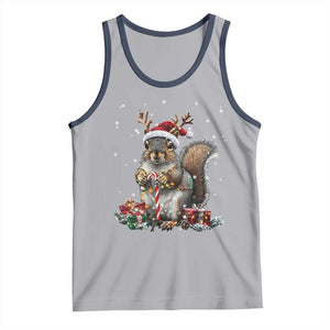 Christmas Squirrel Tank Top Xmas Tree Lights Reindeer Santa Hat Pajamas TS02 Athletic Heather Navy Print Your Wear