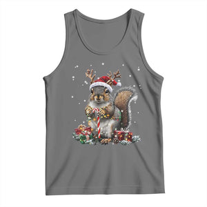 Christmas Squirrel Tank Top Xmas Tree Lights Reindeer Santa Hat Pajamas TS02 Black Heather Print Your Wear