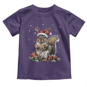 Christmas Squirrel Toddler T Shirt Xmas Tree Lights Reindeer Santa Hat Pajamas TS02 Purple Print Your Wear