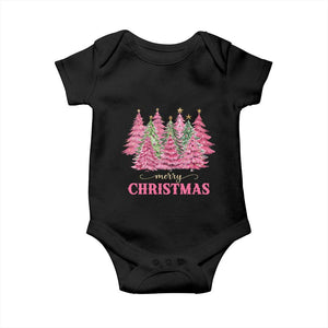 Pink Christmas Tree Farm Baby Onesie Merry Xmas Ornaments Family Holiday Pajamas TS02 Black Print Your Wear