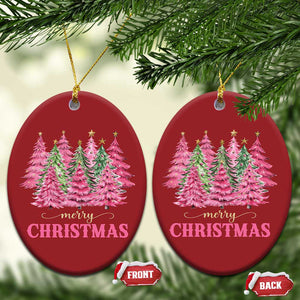 Pink Xmas Tree Farm Christmas Ornament Merry Xmas Ornaments Family Holiday Pajamas TS02 Oval Red Print Your Wear