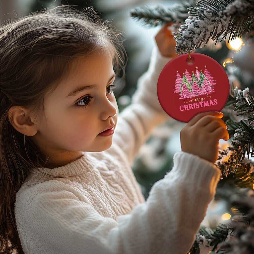 Pink Xmas Tree Farm Christmas Ornament Merry Xmas Ornaments Family Holiday Pajamas TS02 Print Your Wear