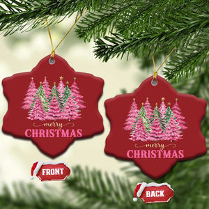 Pink Xmas Tree Farm Christmas Ornament Merry Xmas Ornaments Family Holiday Pajamas TS02 Snow Flake Red Print Your Wear