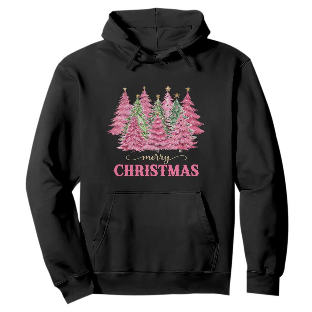 Pink Christmas Tree Farm Hoodie Merry Xmas Ornaments Family Holiday Pajamas TS02 Black Print Your Wear