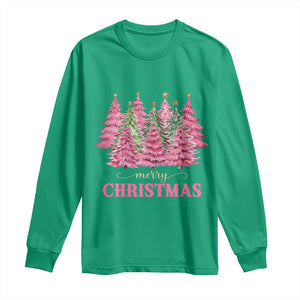 Pink Christmas Tree Farm Long Sleeve Shirt Merry Xmas Ornaments Family Holiday Pajamas TS02 Irish Green Print Your Wear