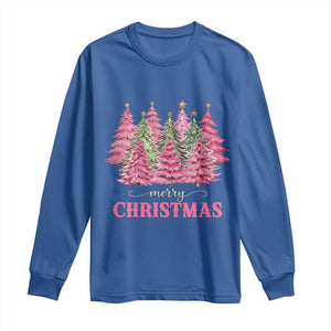 Pink Christmas Tree Farm Long Sleeve Shirt Merry Xmas Ornaments Family Holiday Pajamas TS02 Royal Blue Print Your Wear