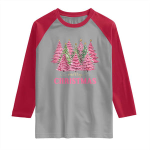 Pink Christmas Tree Farm Raglan Shirt Merry Xmas Ornaments Family Holiday Pajamas TS02 Sport Gray Red Print Your Wear