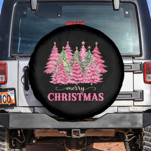 Pink Christmas Tree Farm Spare Tire Cover Merry Xmas Ornaments Family Holiday Pajamas TS02 No hole Black Print Your Wear