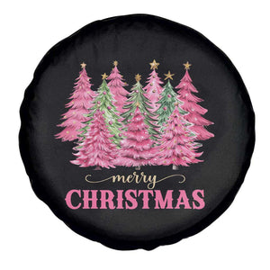 Pink Christmas Tree Farm Spare Tire Cover Merry Xmas Ornaments Family Holiday Pajamas TS02 Print Your Wear